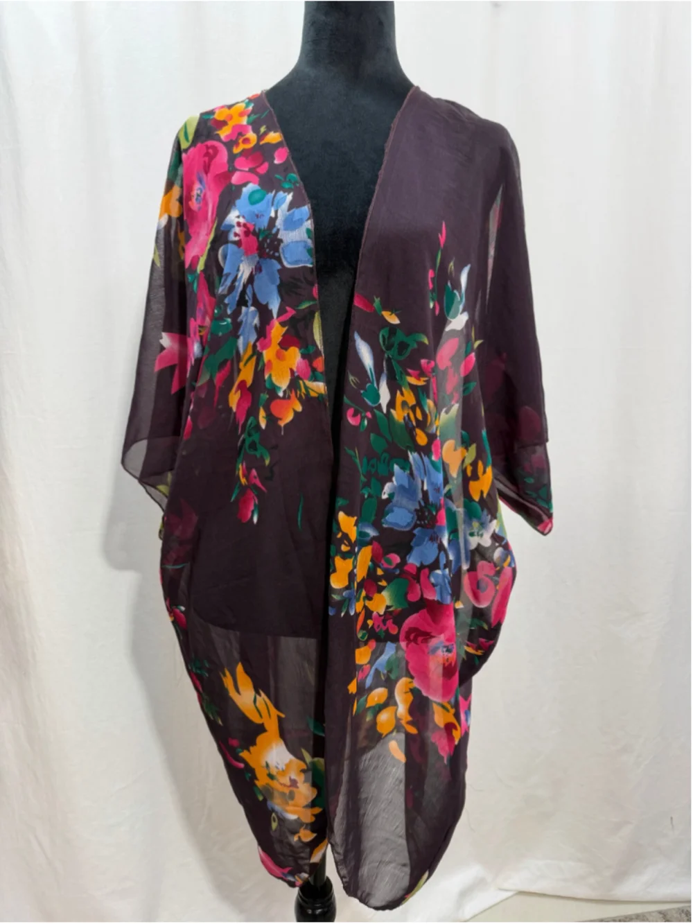 Women's Unbranded Floral Kimono One Size Black Multicolor. 2107
